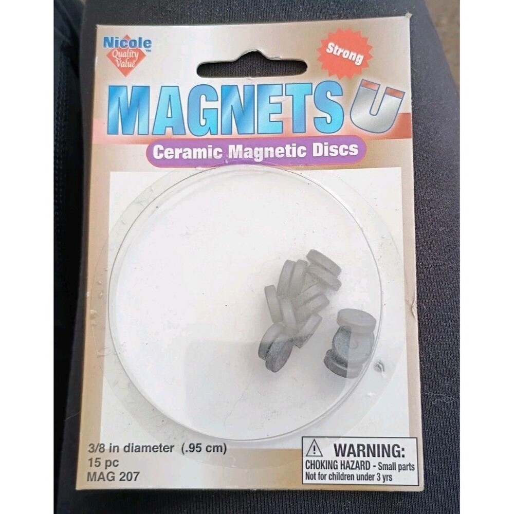 NEW Old Stock MagnetsU 15pc Ceramic Magnetic Discs 3/8" Diameter Craft Supply